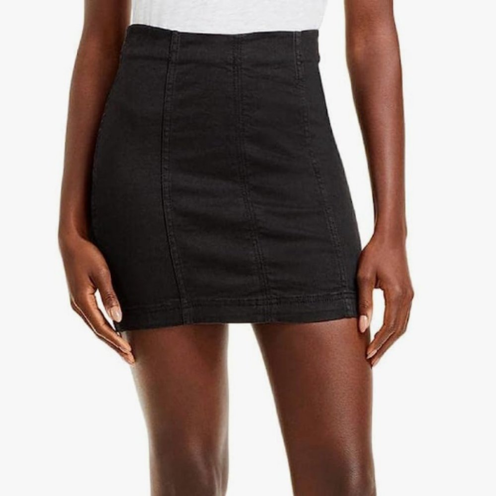 Free People Modern Femme Black Denim Mini Skirt